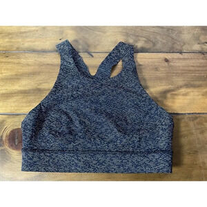 Lululemon Fast Free Soundwave Alpine White Black Sports Bra Size 6